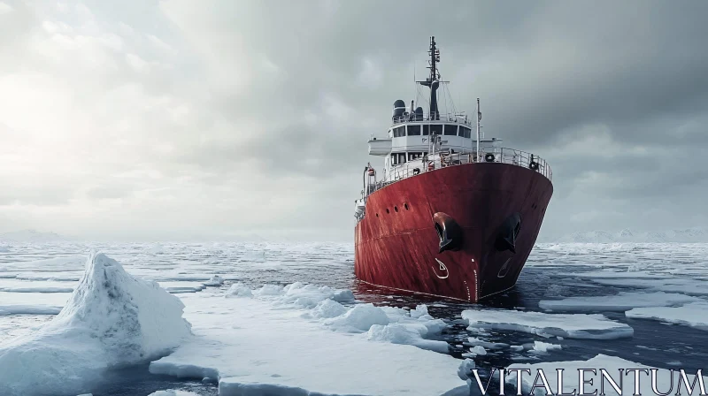 AI ART Arctic Icebreaker Cruising Through Ice Fields