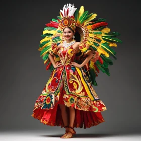 Ornate Dress and Headdress Portrait