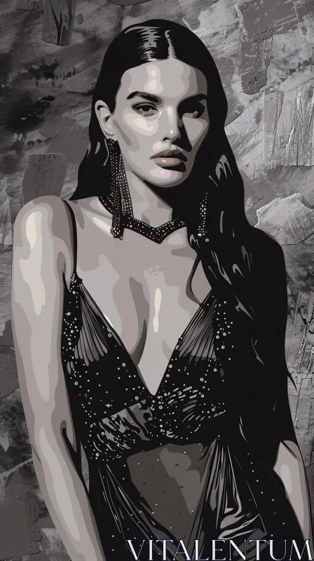 AI ART Grayscale Kendall Jenner Fashion Artwork