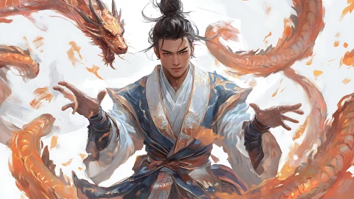 Fantasy Man and Dragon