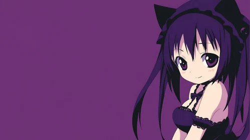 Cute Anime Character in Purple Attire