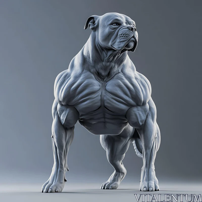 AI ART Powerful Dog Sculpture with Muscular Detail