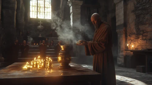 Religious Ceremony in Ancient Temple