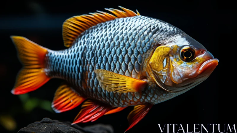 AI ART Exotic Colored Fish in Silver and Gold