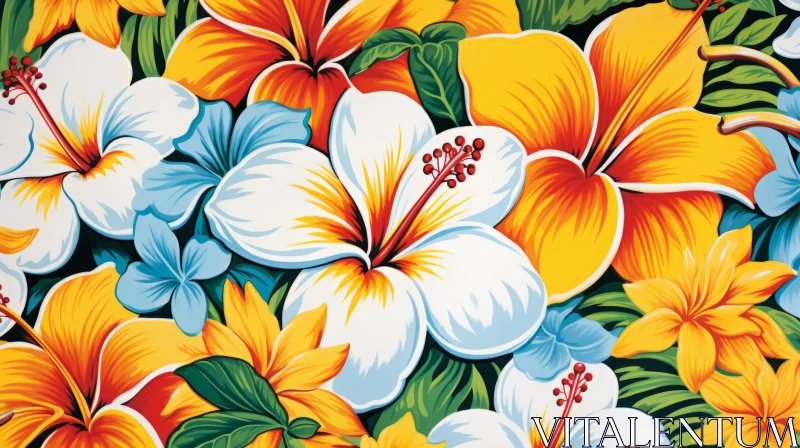 Tropical Flower Wallpaper: A Colorful Floral Feast AI Image