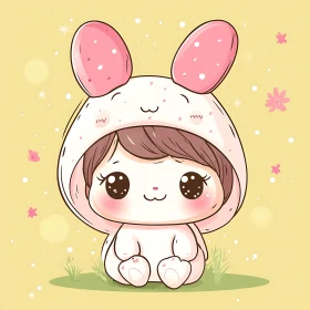 Whimsical Bunny Girl Illustration