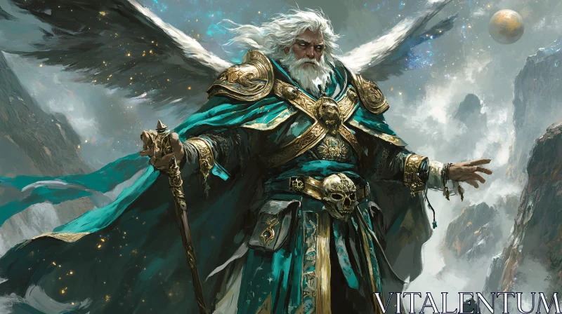 Majestic Angelic Warrior Illustration AI Image