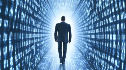 Man Enters Digital World of Binary Code