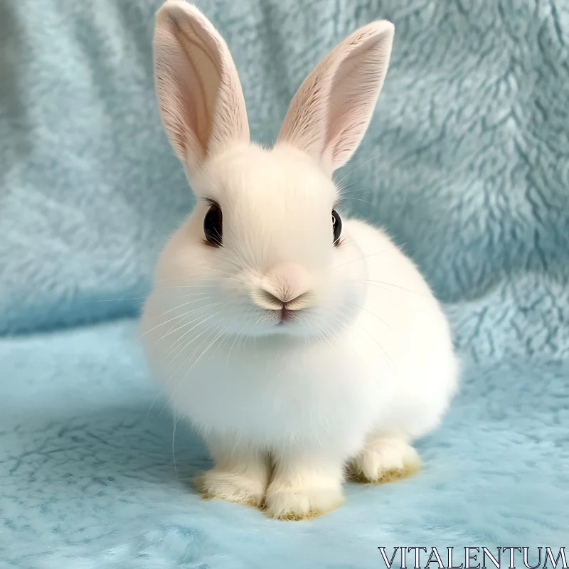 Fluffy White Bunny Portrait AI Image