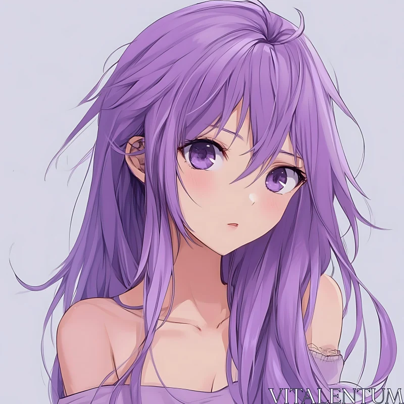 AI ART Sad Anime Girl Portrait with Purple Hair