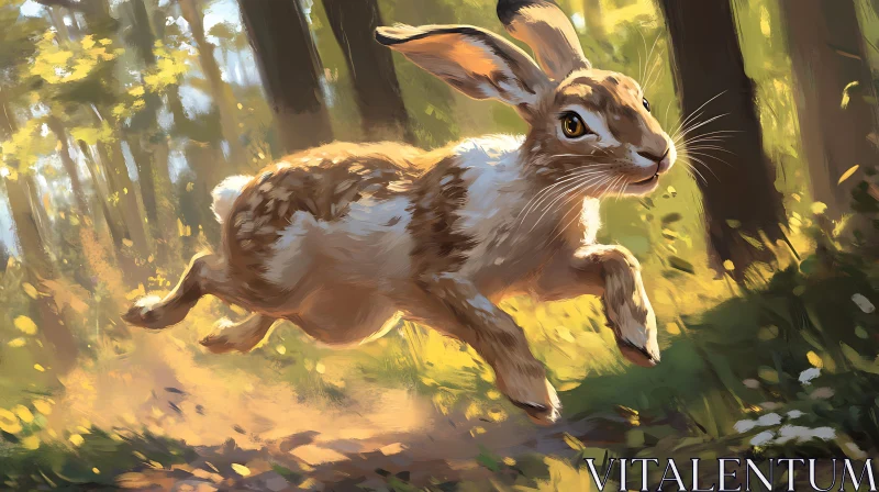 Forest Hare in Motion Artwork AI Image