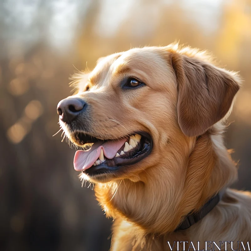 Golden Retriever Close-Up with Joyful Expression AI Image