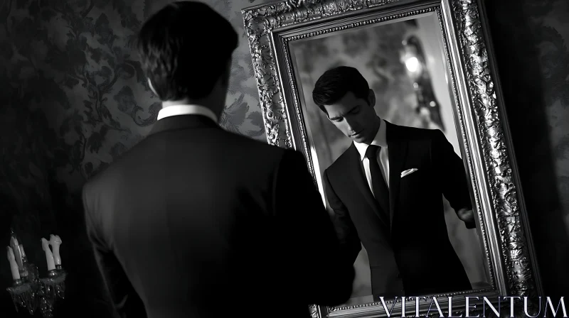 AI ART Monochrome Man in Suit