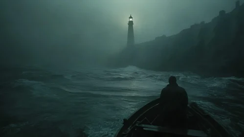 Solitary Row to Distant Lighthouse