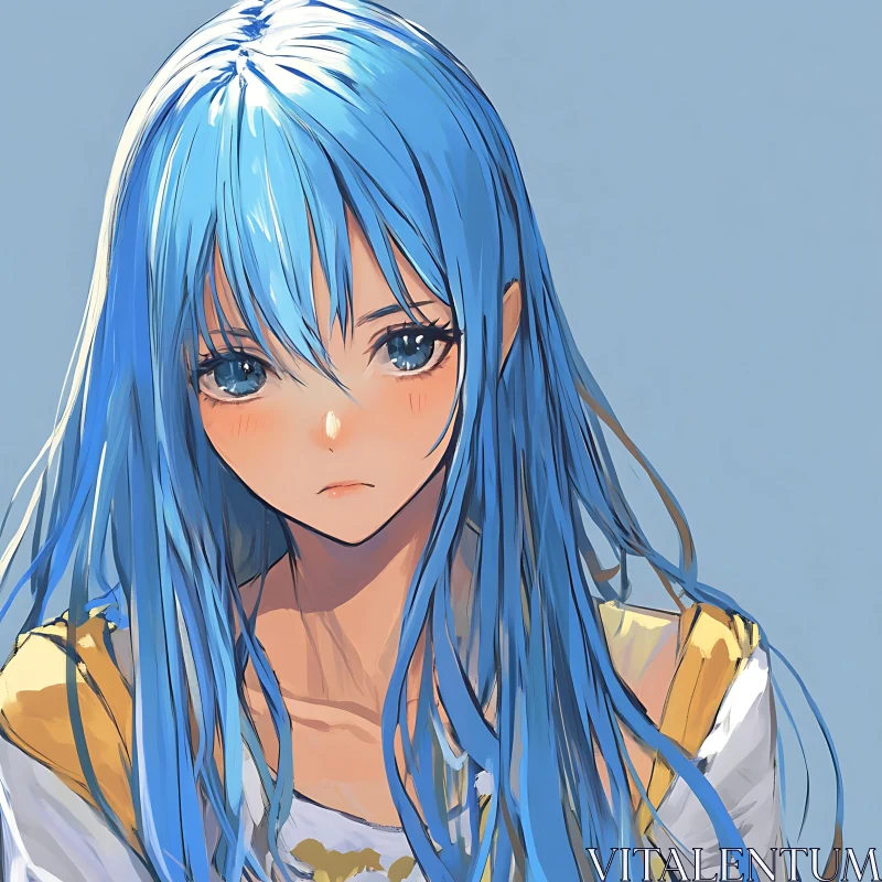 Blue-Haired Anime Character AI Image