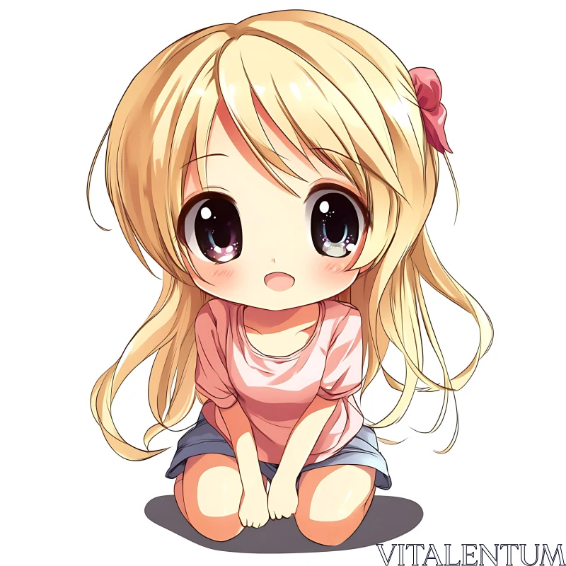 AI ART Cute Anime Girl in Pink Outfit