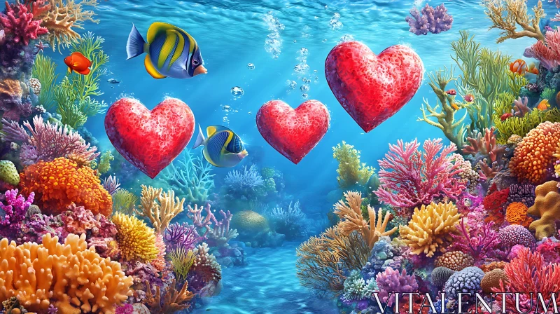 Underwater Valentine's Day AI Image