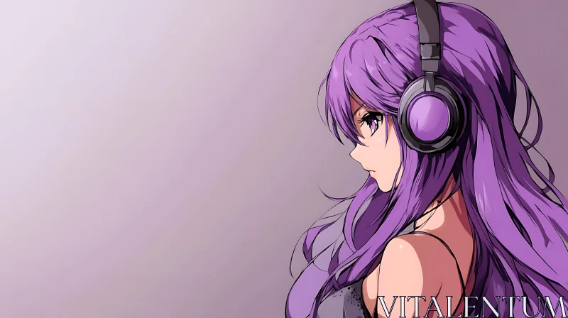 Anime Profile Girl with Headphones AI Image