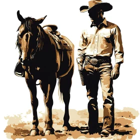 Western Cowboy Art with Horse