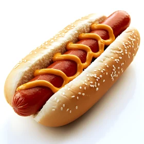 Perfectly Prepared Hot Dog in a Sesame Seed Bun