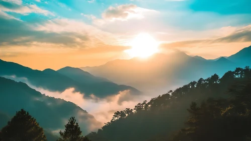 Peaceful Mountain Landscape at Dusk