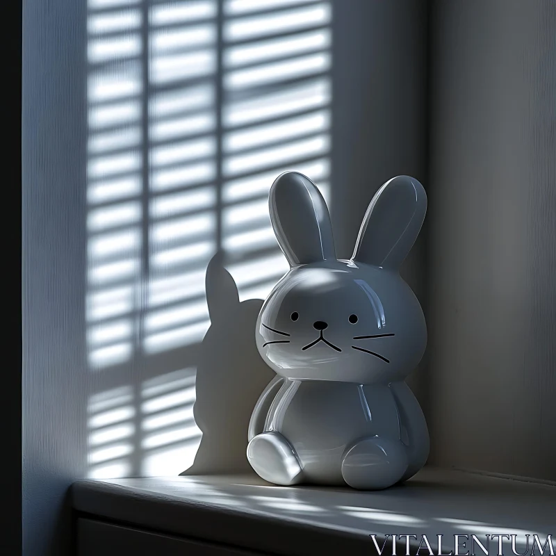 AI ART Grey Rabbit Ledge Still Life