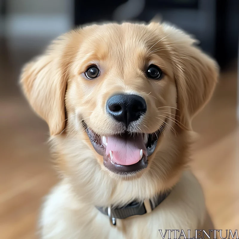 Adorable Golden Retriever Puppy Portrait AI Image