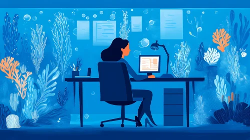 Submerged Office Scene