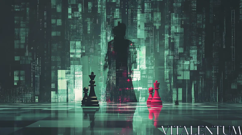 AI ART Chess Pieces in Abstract Setting