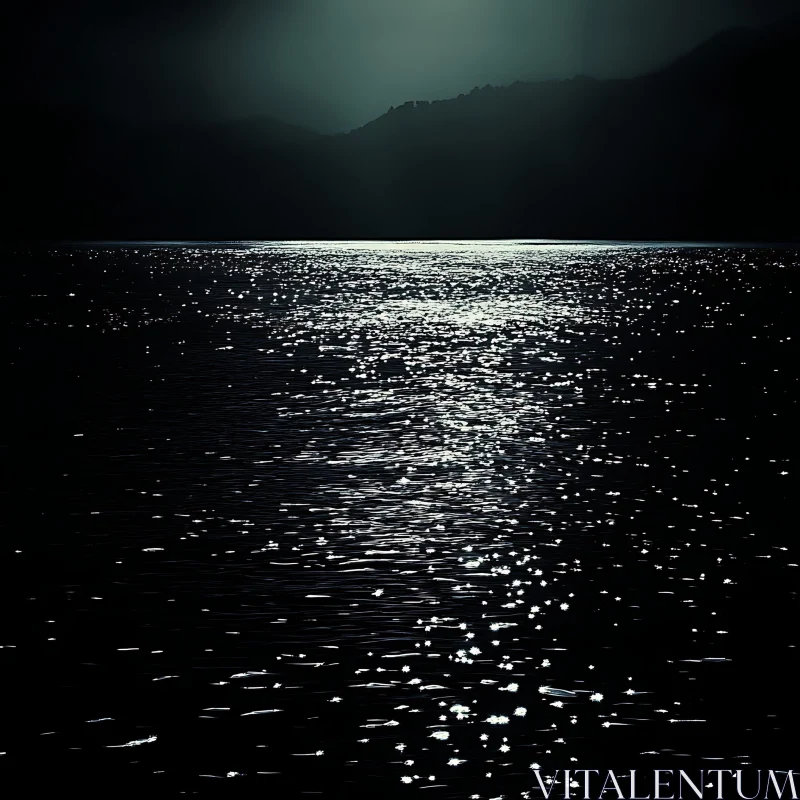 Tranquil Night Water Reflection AI Image