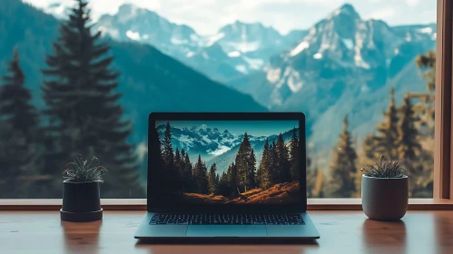 Laptop with Mountain View