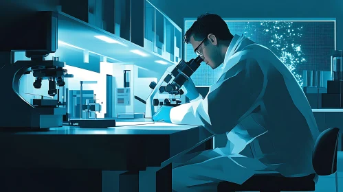 Lab Research with Microscope