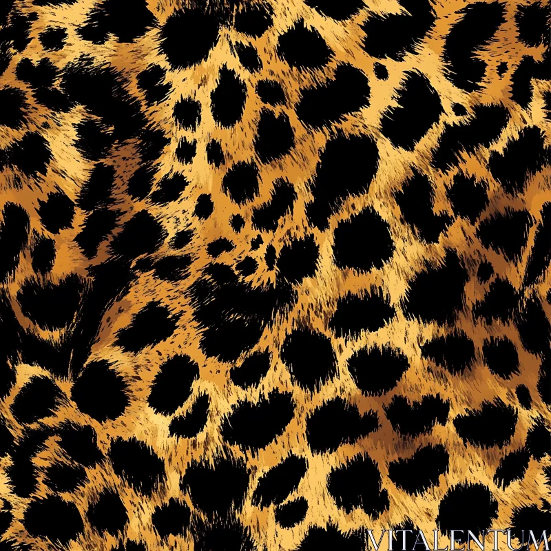 AI ART Golden Leopard Spots on Black Fur