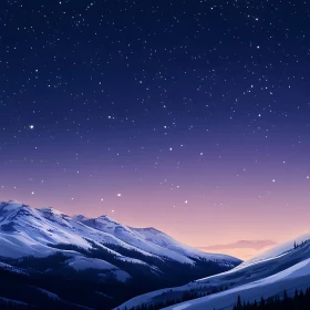 Snowy Peaks Under Night Sky