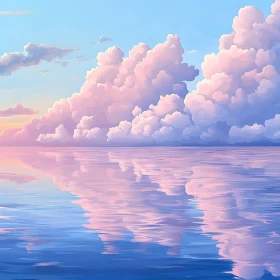 Pastel Sky and Water Reflection Art