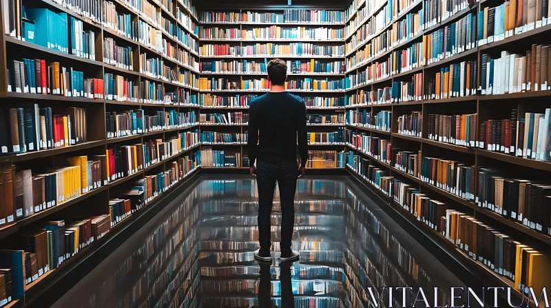 AI ART Library Hall with Countless Books