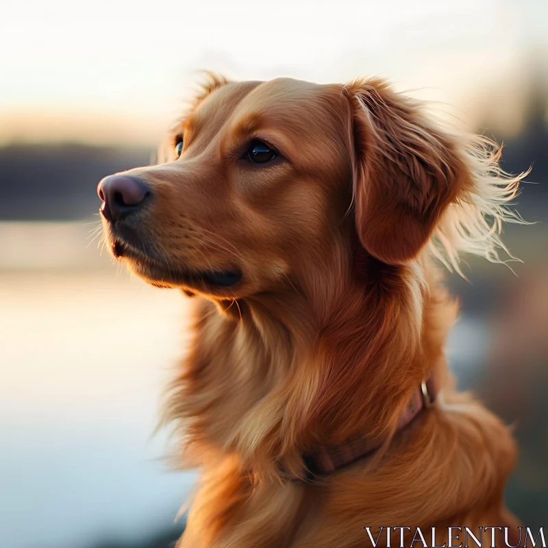 Golden Retriever Profile at Sunset AI Image