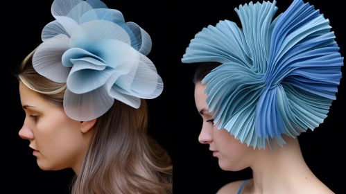 Blue Flower Hats - Monochromatic Palettes - Voluminous Forms