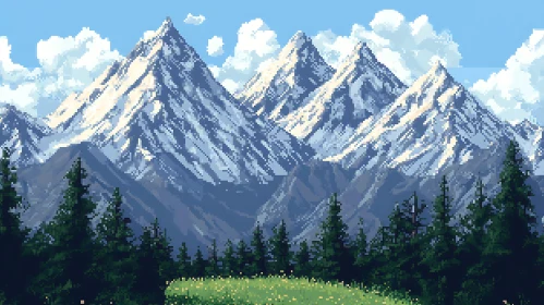 Snowy Mountain Pixel Art