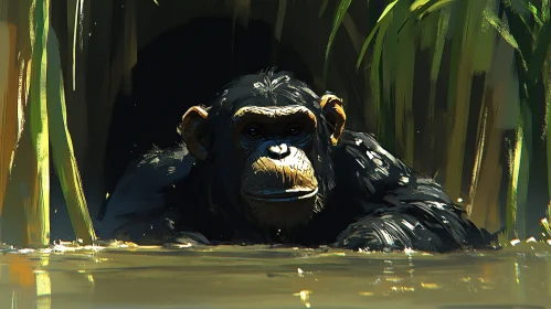 Monkey in Jungle Pool