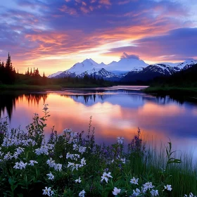 Tranquil Lake Reflection with Mountain Backdrop