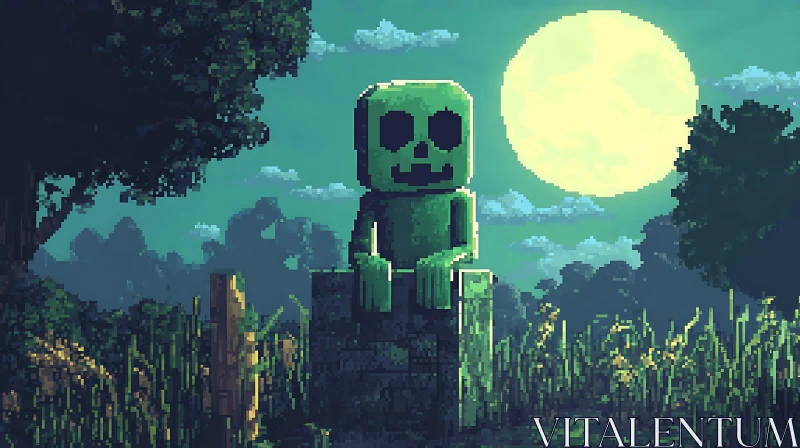 Green Character Pixel Art AI Image