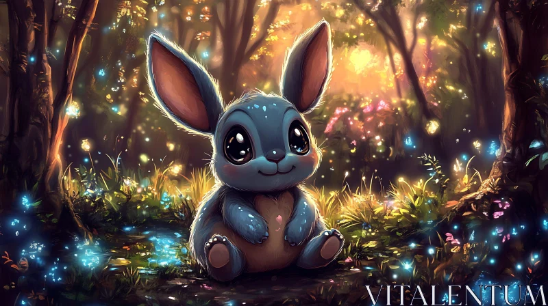 AI ART Whimsical Rabbit in Glowing Woods