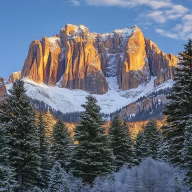 Winter Mountain Forest Scene