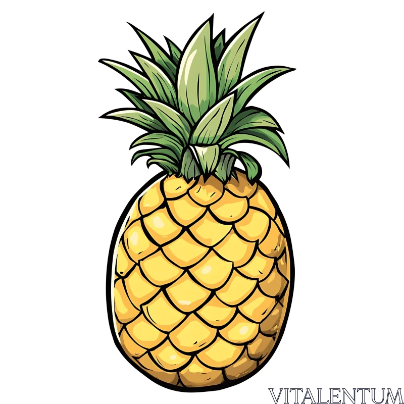 AI ART Cartoon Pineapple Illustration