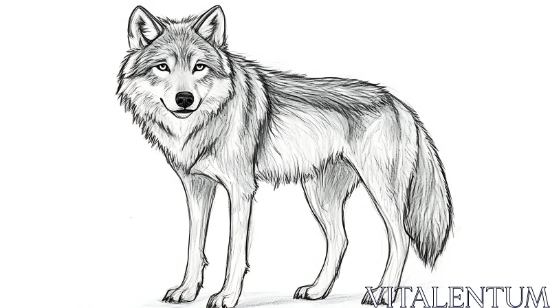 Monochrome Wolf Portrait AI Image