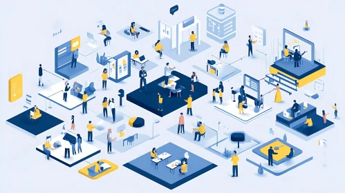 Isometric View of Business Collaboration