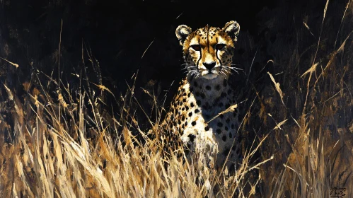 Wild Cheetah among the Grass
