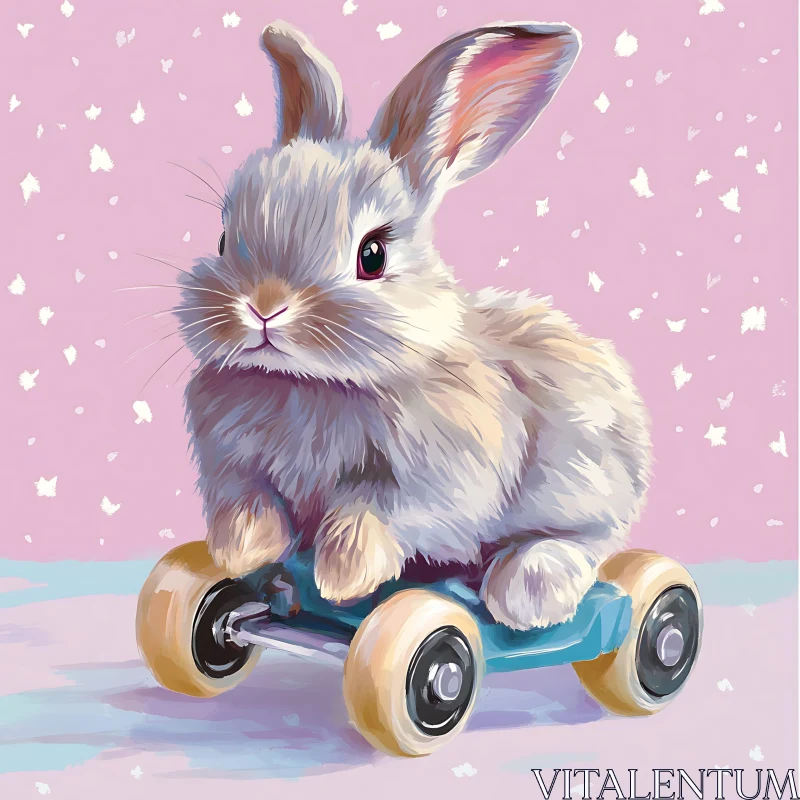 AI ART Rabbit Skateboard Adventure Illustration