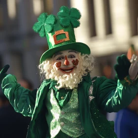 Green Clad Leprechaun Celebrates St. Patrick's